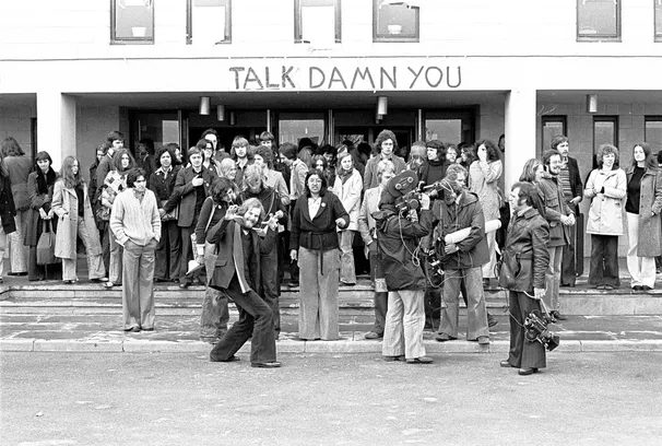 Defending student protesters, hoarishly